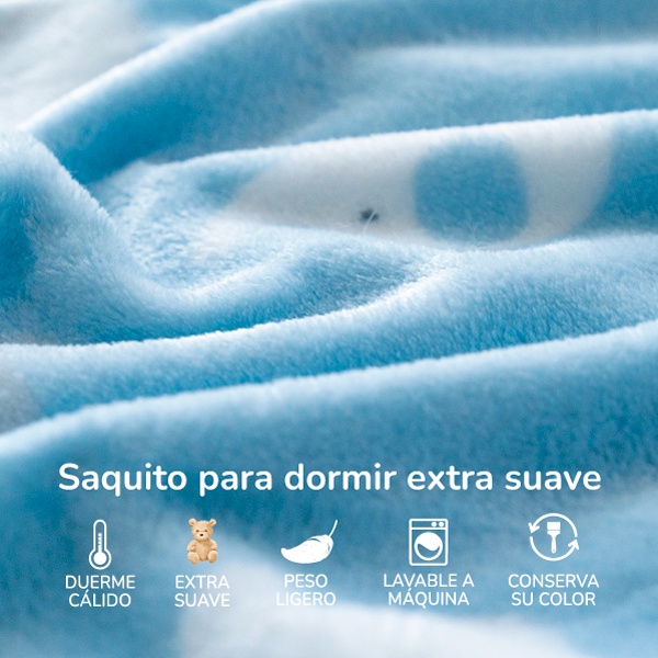 Manta Cobertor En Sleeping Azul y Blanco con Mangas Para Bebe