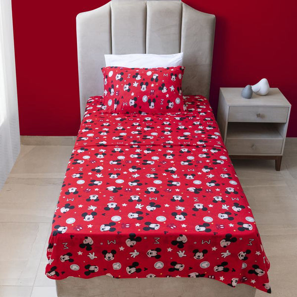 Juego de Sábana Estampada 3 Piezas Cama 90 cm Mickey DISNEY Infantil Rosa